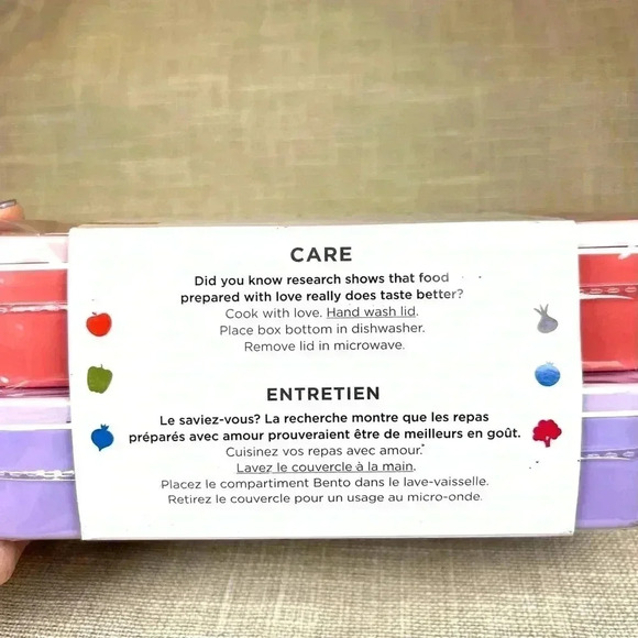 NEW 2 pk Bento Box Kinsho BPA free 34 fl oz w/utensils unicorns and bird prints - Picture 2 of 7